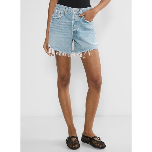 AGOLDE Parker Long Swapmeet High Rise Denim Cut Off Shorts, Size 30 - Picture 2 of 13